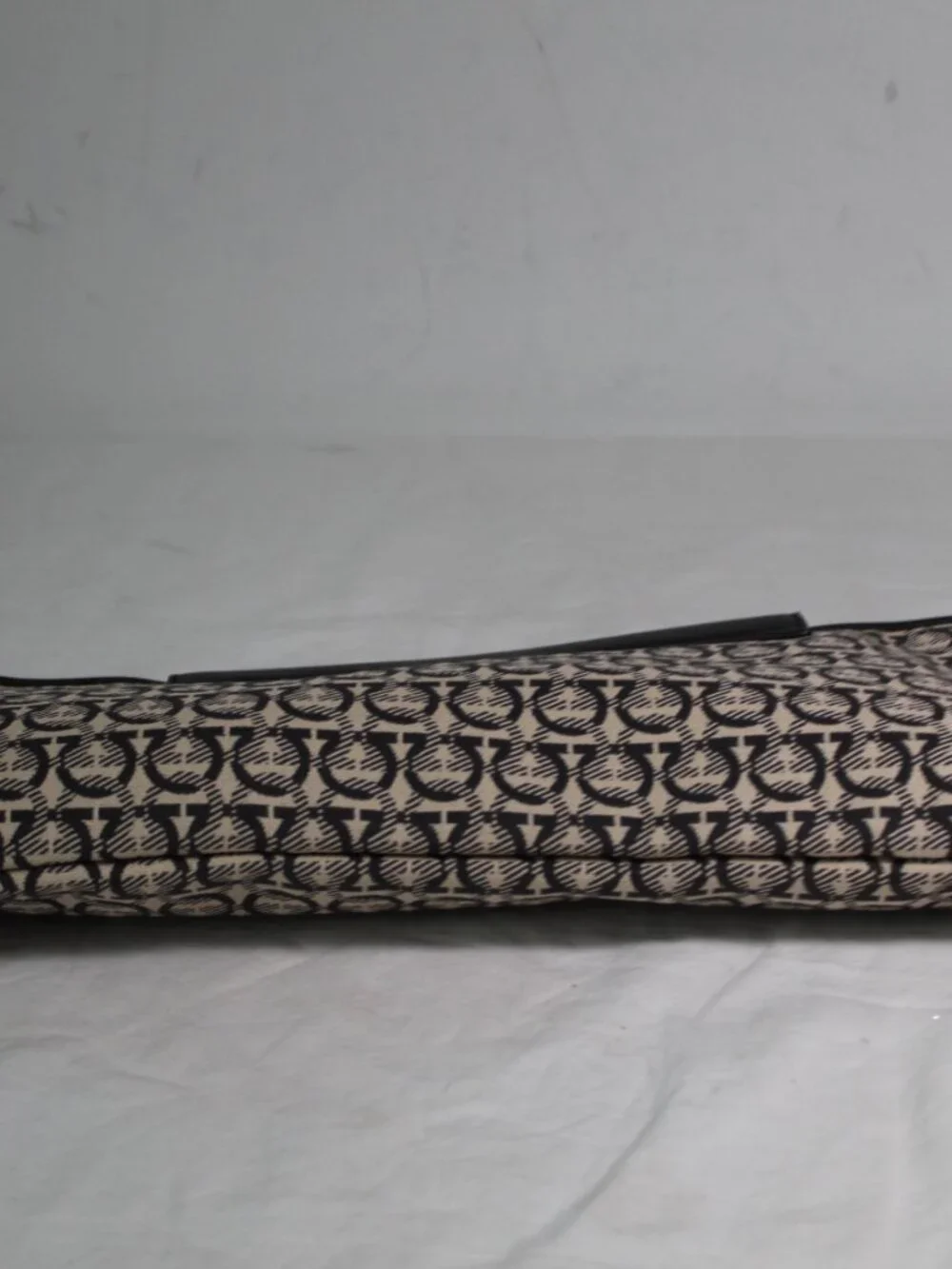 Salvatore Ferragamo Gancini Canvas Leather Flap Clutch Handbag Pouch